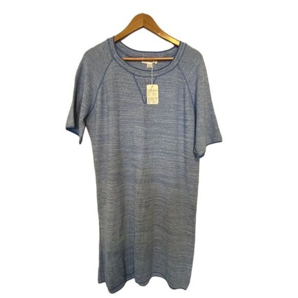 Cotton County Women's XL Navy Blue Textured Tunic Tee Pouch Pocket Crew Neck